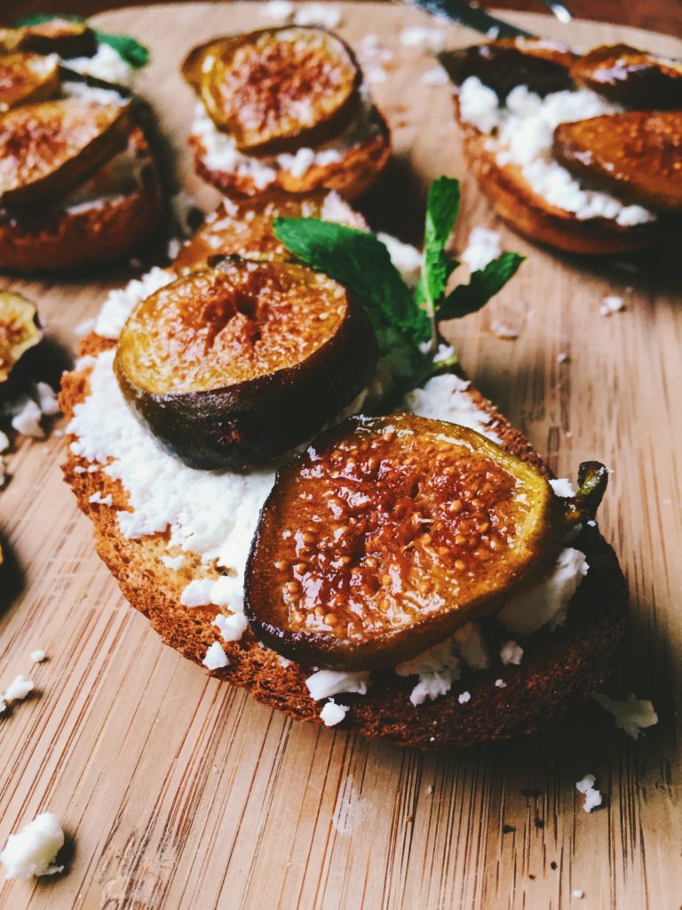 Honey Caramelized Figs and Feta Crostinis - The Dish On Healthy